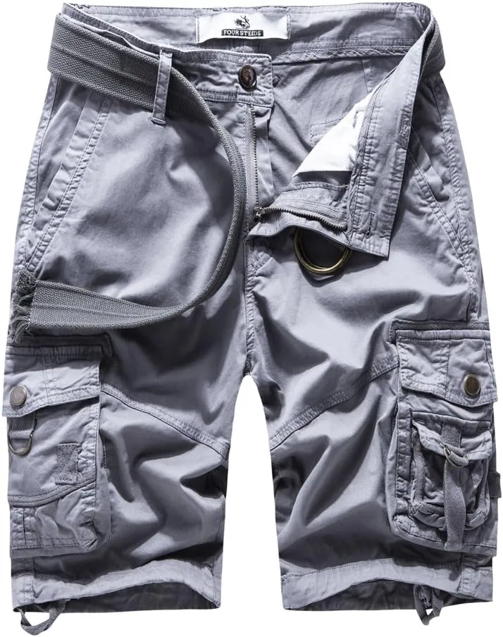 FOURSTEEDS Women's Cotton Relaxed Fit Casual Multi-Pocket Bermuda Cargo Shorts