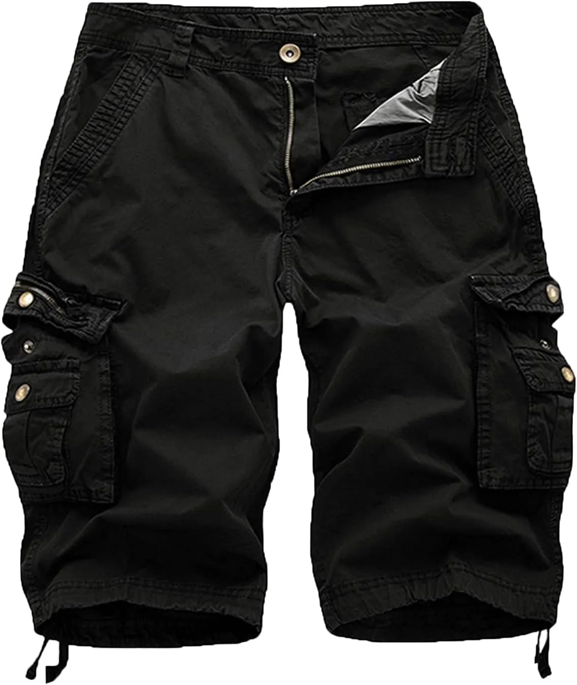 FOURSTEEDS Women's Cotton Zipper Front Multi-Pocket Twill Bermuda Women Cargo Shorts