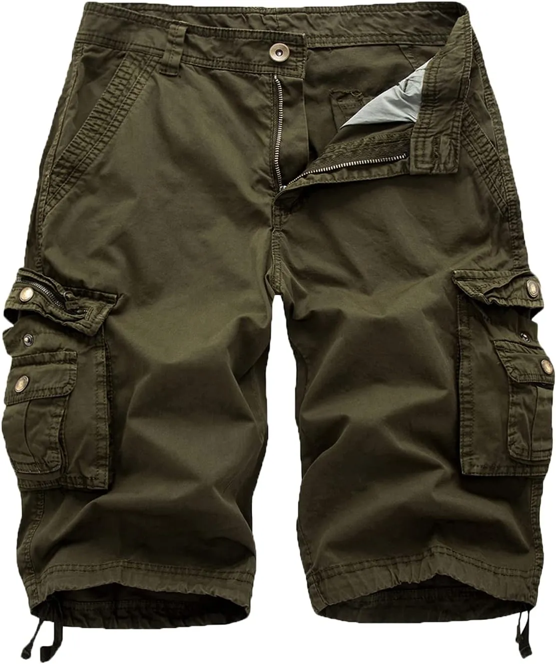 FOURSTEEDS Women's Cotton Zipper Front Multi-Pocket Twill Bermuda Women Cargo Shorts