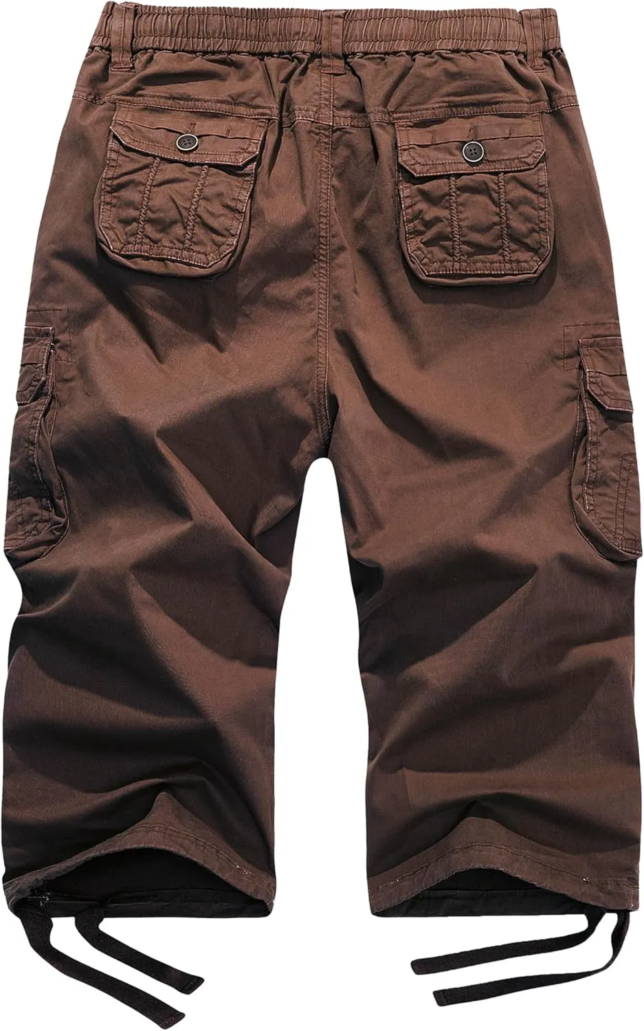 FOURSTEEDS Women's Mid Rise Cotton Capri Hiking Shorts Drawstring Multi Pocket Cargo Shorts Elastic Waist Cropped Cargo Pants