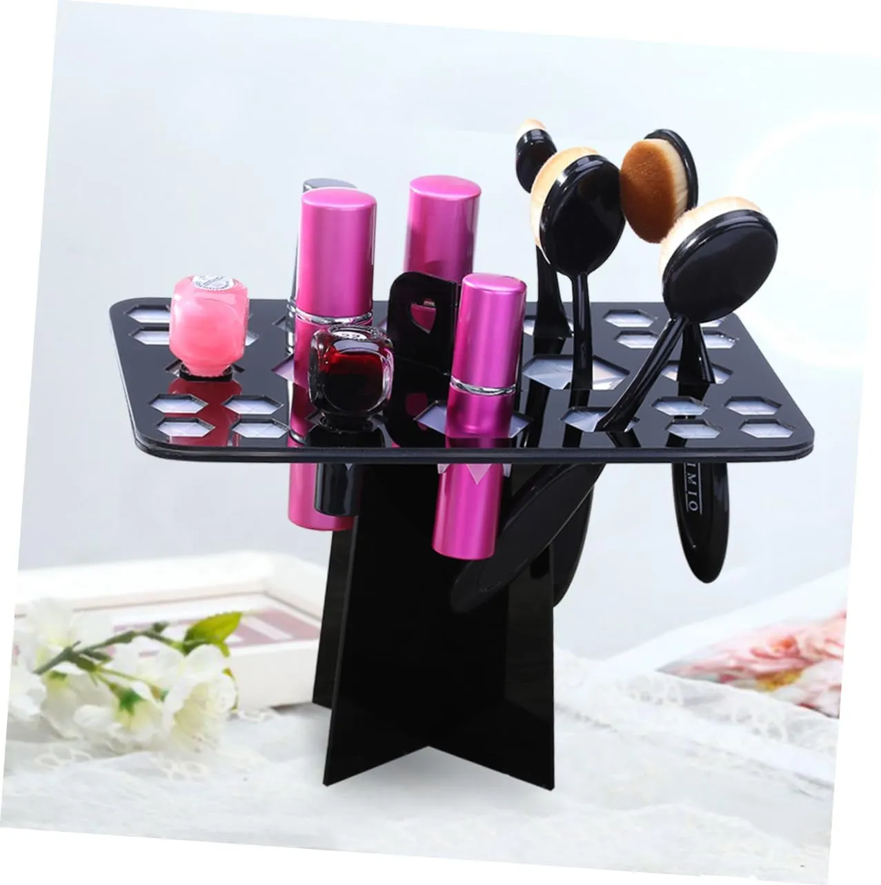 FRCOLOR Makeup Brush Air Drying Rack Acrylic 20x13x12cm Brush Holder Organizing Tree Foldable