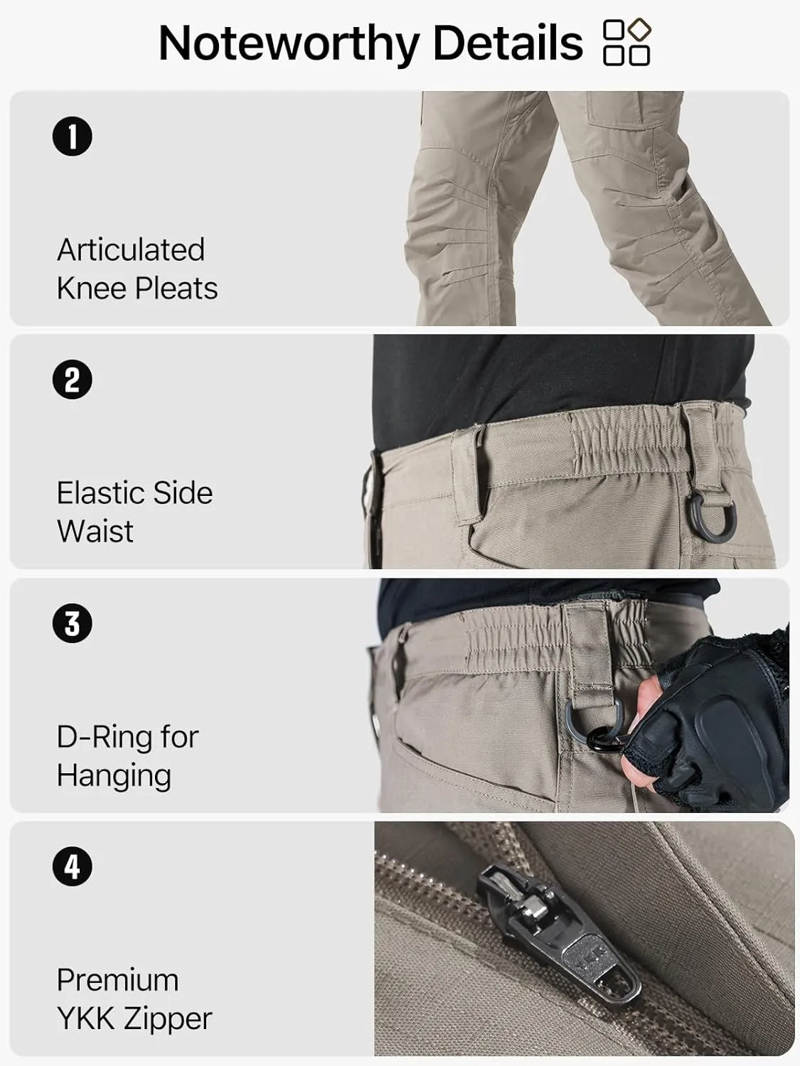 FREE SOLDIER Men's Water Resistant Pants Relaxed Fit Tactical Cargo Work Pants with Multi Pocket