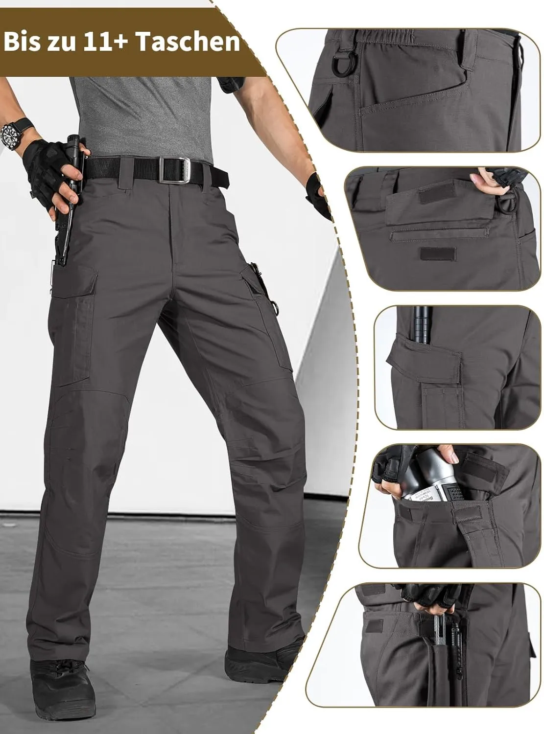 FREE SOLDIER Men's Water Resistant Pants Relaxed Fit Tactical Cargo Work Pants with Multi Pocket