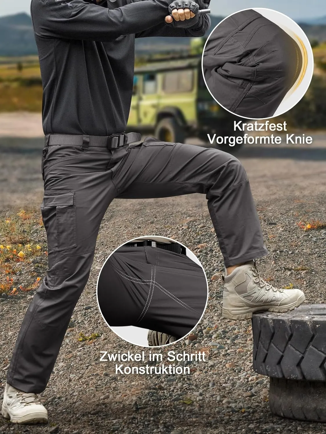 FREE SOLDIER Men's Water Resistant Pants Relaxed Fit Tactical Cargo Work Pants with Multi Pocket