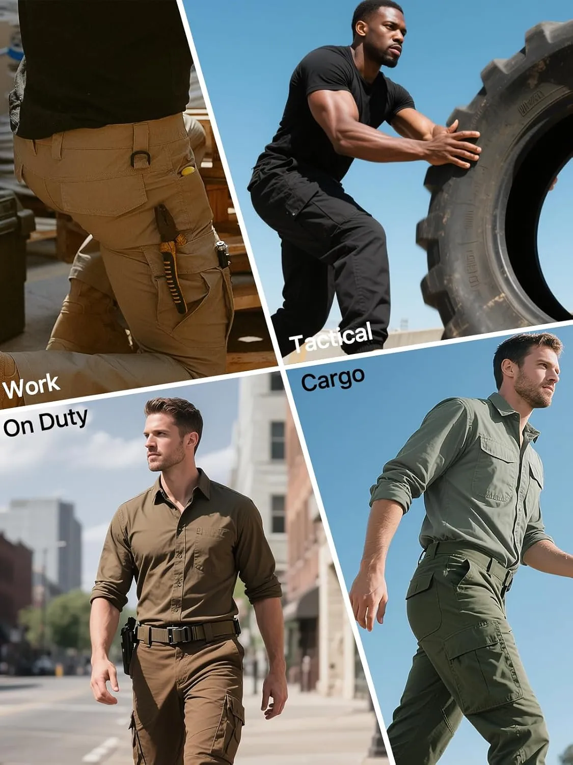 FREE SOLDIER Men's Water Resistant Pants Relaxed Fit Tactical Cargo Work Pants with Multi Pocket