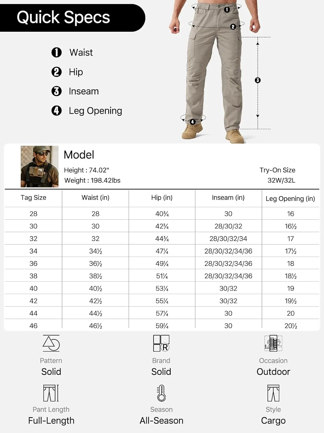 FREE SOLDIER Men's Water Resistant Pants Relaxed Fit Tactical Cargo Work Pants with Multi Pocket
