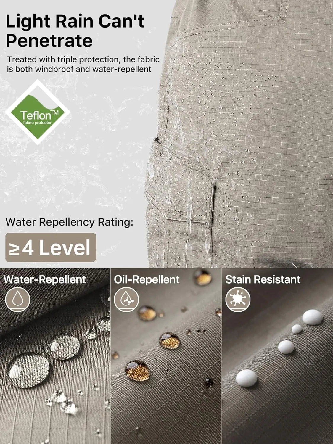 FREE SOLDIER Men's Water Resistant Pants Relaxed Fit Tactical Cargo Work Pants with Multi Pocket