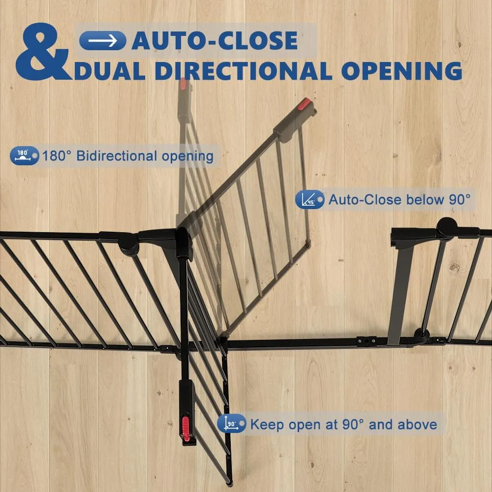 Freestanding Dog Gates with Door Walk Through, Extra Wide Doggy Door 150" W x 29" H Pet Gate Safty 6 Panels Dog Fence for Stairs, Doorways
