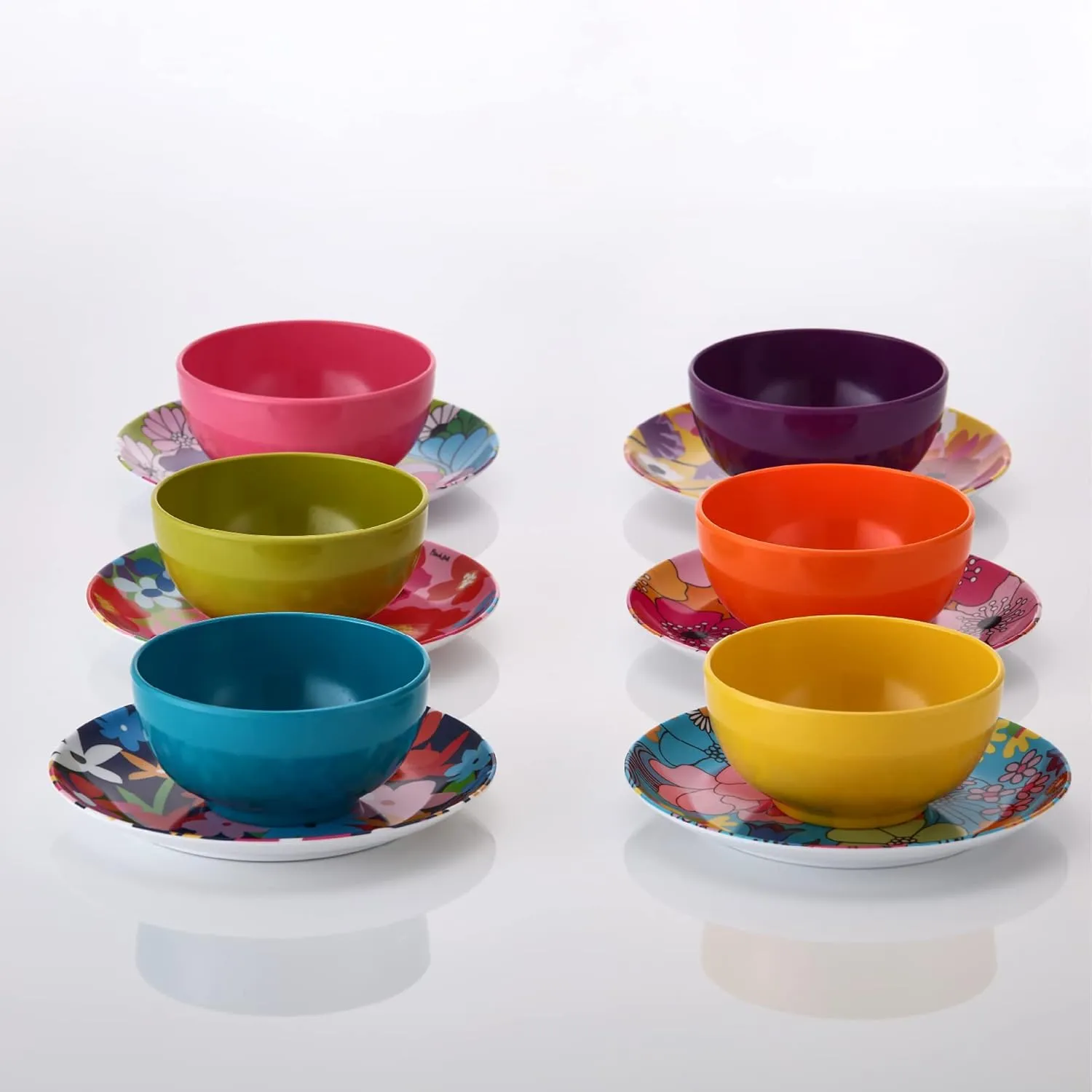 French Bull Melamine Assorted Plates-6 Piece Set -Melamine Dinnerware-Platter, Serving, Party, Platter, Dish (6" Appetizer Plate, Garden Floral)