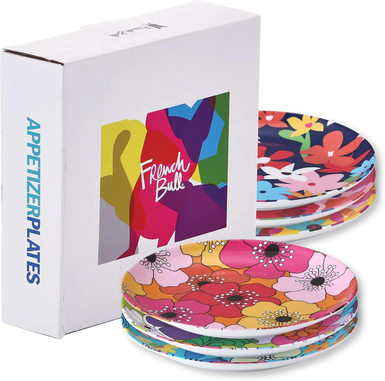 French Bull Melamine Assorted Plates-6 Piece Set -Melamine Dinnerware-Platter, Serving, Party, Platter, Dish (6" Appetizer Plate, Garden Floral)