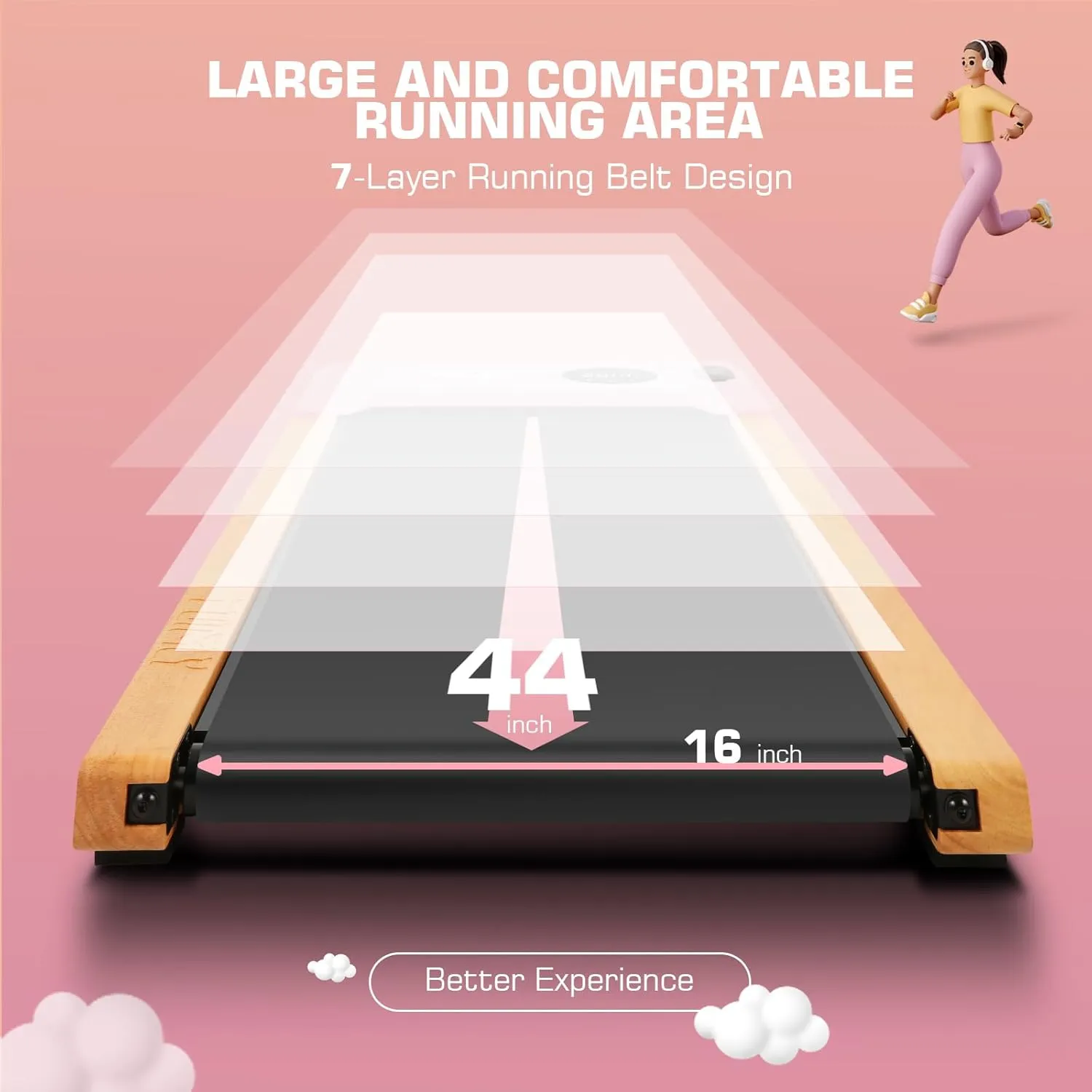 FUNMILY Walking Pad Treadmill with Incline,2.5HP Brushless Wooden Under Desk Treadmill with Smart APP,300 Lb Capacity,2 in 1 Portable Walking Treadmills for Home with Remote Control and LED Display