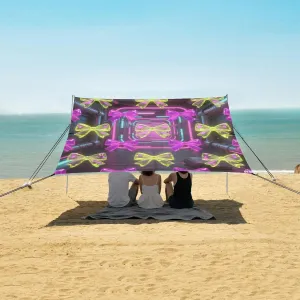 Future World Shining Bows Beach Canopy Tent Anti-UV & Wind Resistant, Camping Sun Shelter Easy Setup Portable,Outdoor Shade Tents with Sandbags,Sand Shovels,Ground Pegs & Stability Poles