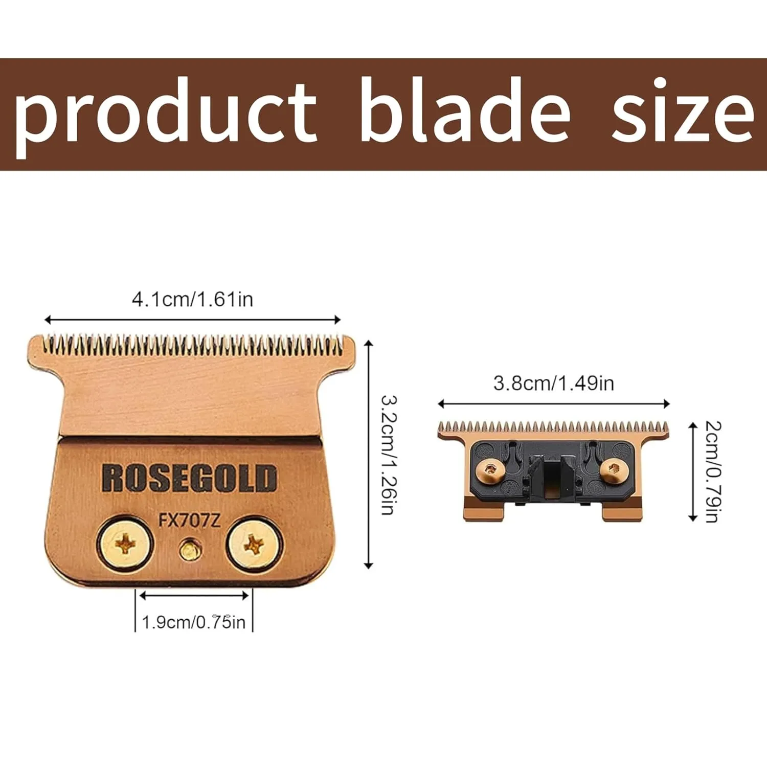 FX707Z Replacement Blades compatible with BaByliss PRO PRO FX787 & FX726 Trimmer,DLC 2.0 Trimmer Blade compatible with BaByliss Replacement Trimmer Blades(1 PC Rose Gold)