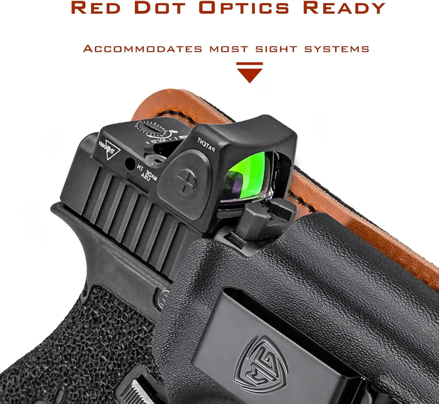 G26 Holster with Comfort Holsters Foam Pad, IWB Kydex Leather Hybrid Holster for Glock 26 27 33 Inside Waistband Concealed Carry, Red Dot Optic Cut