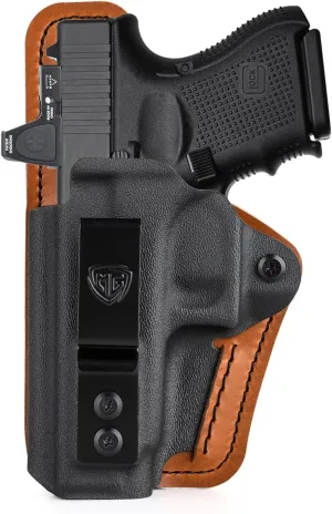 G26 Holster with Comfort Holsters Foam Pad, IWB Kydex Leather Hybrid Holster for Glock 26 27 33 Inside Waistband Concealed Carry, Red Dot Optic Cut