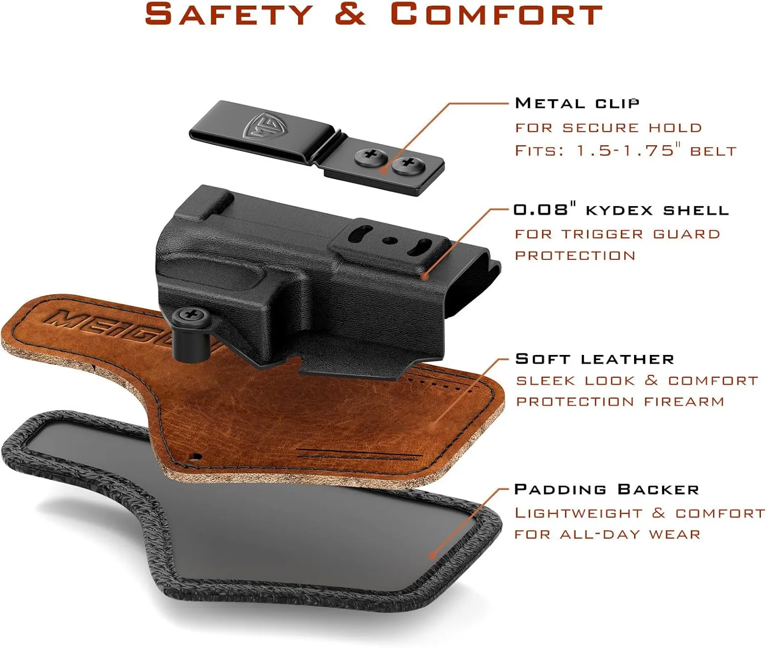 G26 Holster with Comfort Holsters Foam Pad, IWB Kydex Leather Hybrid Holster for Glock 26 27 33 Inside Waistband Concealed Carry, Red Dot Optic Cut
