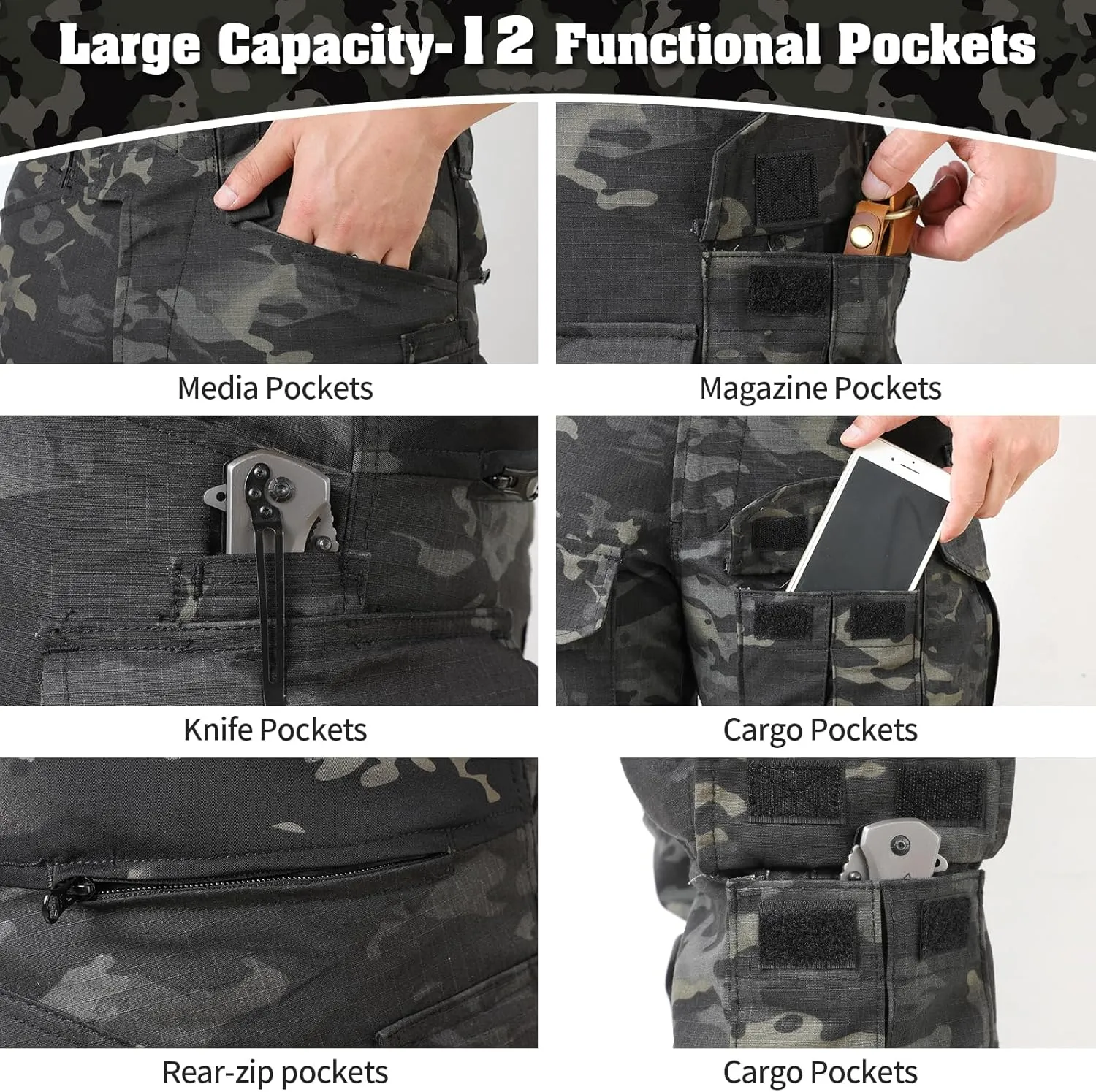 G3 Combat Pant, Men's Military Tactical Camouflage Clothing, Multi-Pocket Rip-Stop Hunting Hiking Paintball