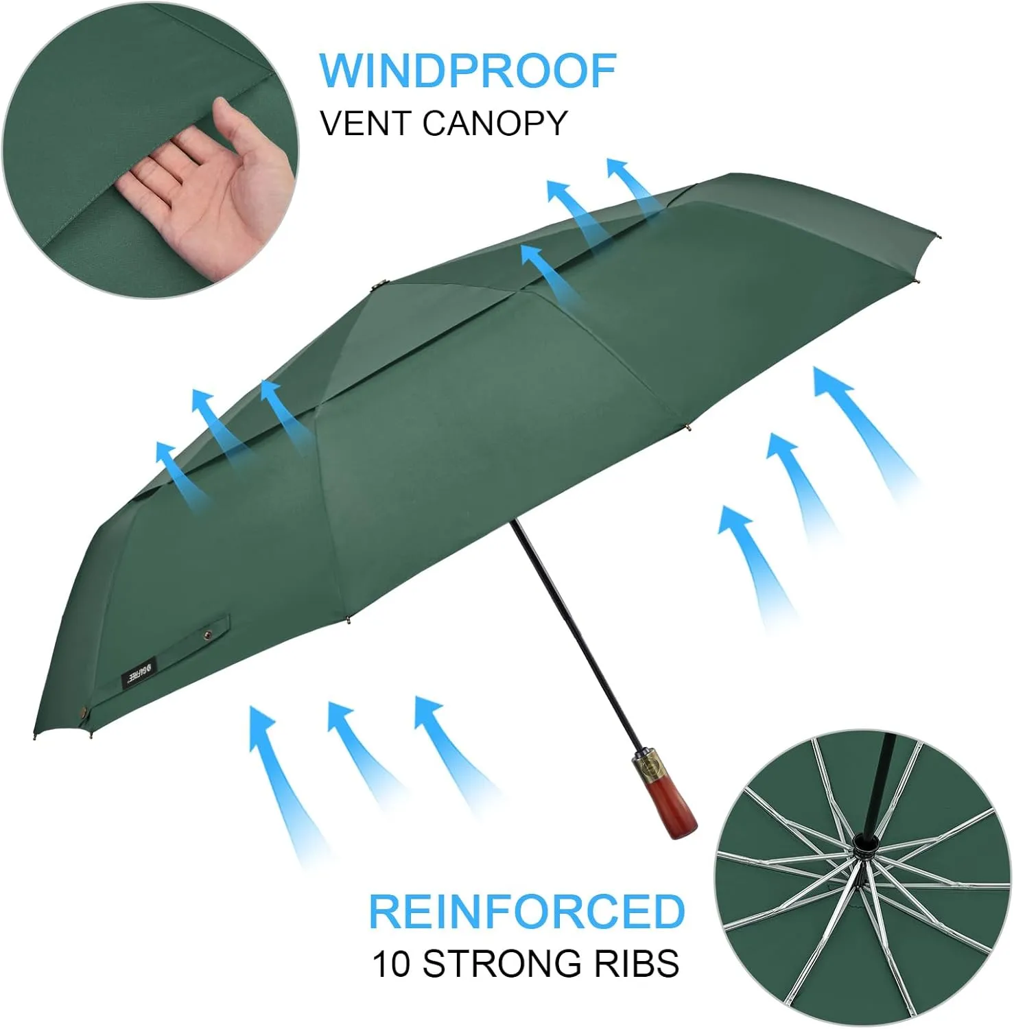 G4Free 54 Inch Large Compact Windproof Golf Umbrella for Rain Oversized Auto Open Close Folding Travel 10 Ribs Vented Double Canopy Umbrella for Women Men