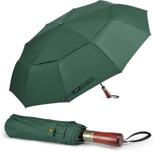 G4Free 54 Inch Large Compact Windproof Golf Umbrella for Rain Oversized Auto Open Close Folding Travel 10 Ribs Vented Double Canopy Umbrella for Women Men
