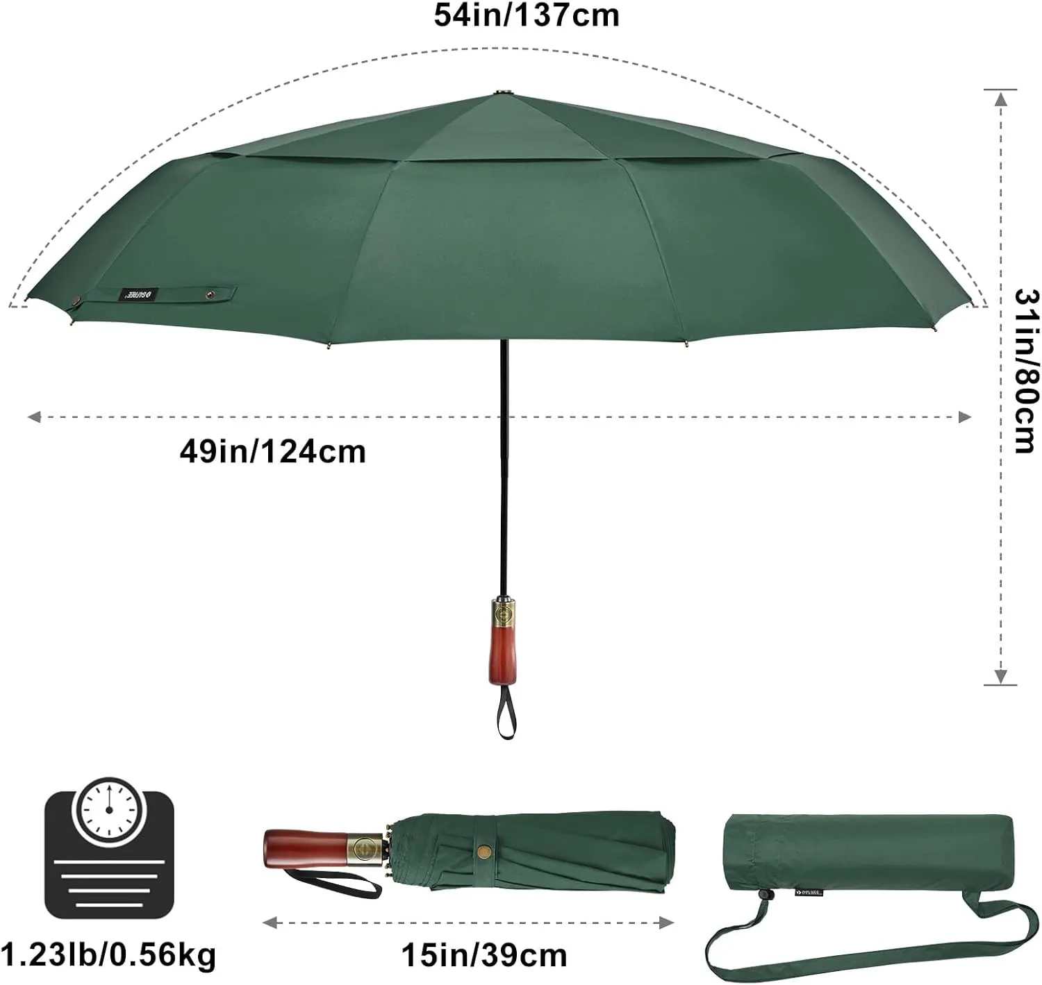 G4Free 54 Inch Large Compact Windproof Golf Umbrella for Rain Oversized Auto Open Close Folding Travel 10 Ribs Vented Double Canopy Umbrella for Women Men