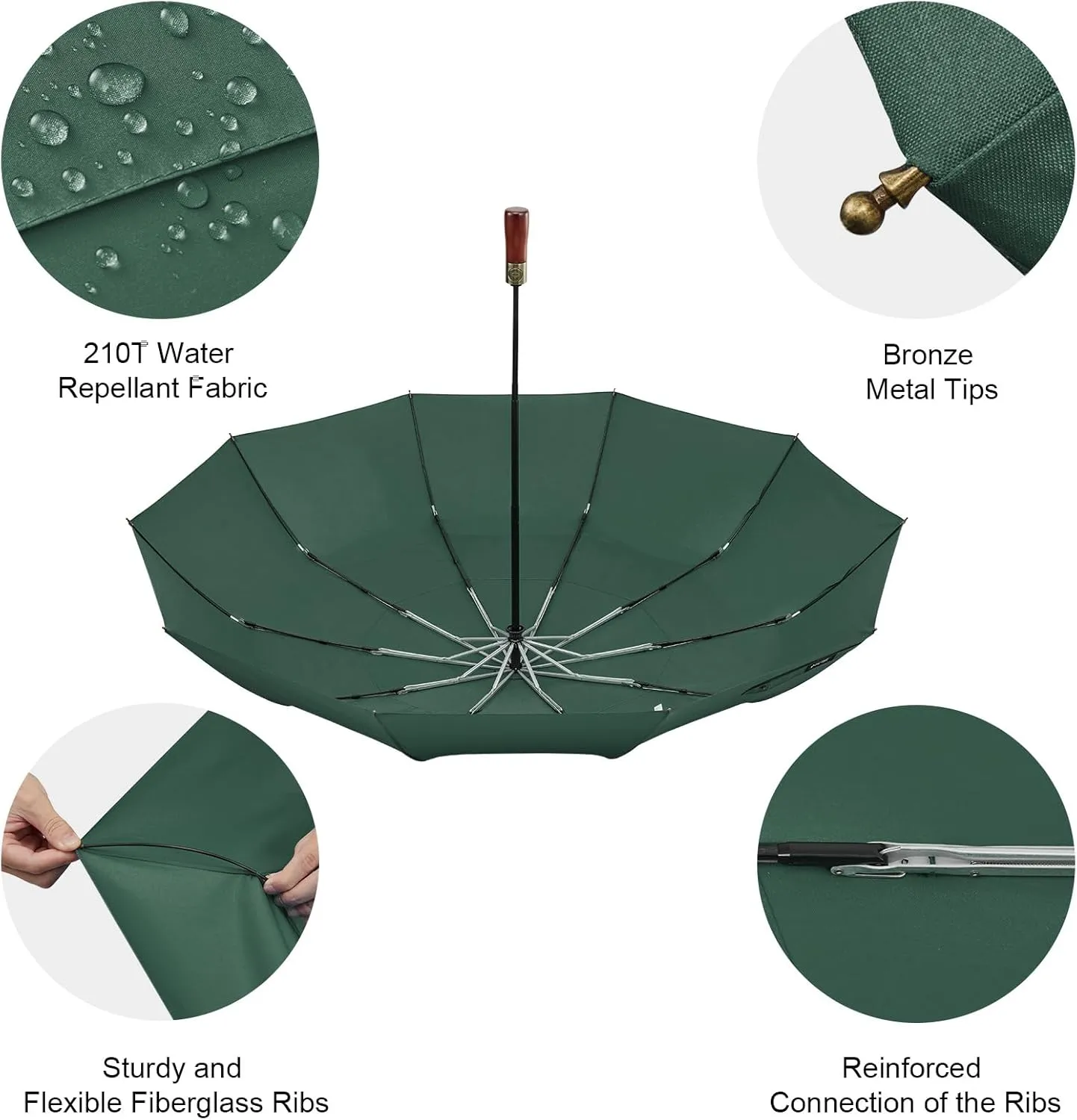 G4Free 54 Inch Large Compact Windproof Golf Umbrella for Rain Oversized Auto Open Close Folding Travel 10 Ribs Vented Double Canopy Umbrella for Women Men