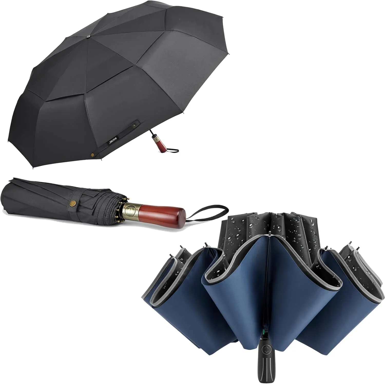 G4Free 54'' Windproof Golf Umbrella   54'' Inverted Folding Umbrella, Automatic Folding Reverse Umbrella, Double Canopy, Sun & Rain Protection for Men and Women