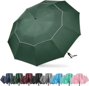 G4Free 54/62 Inch Windproof Inverted Umbrella with Reflective Stripe Large Compact Reverse Golf Umbrella for Rain 10 Ribs Double Canopy Travel Umbrella Automatic Open Close
