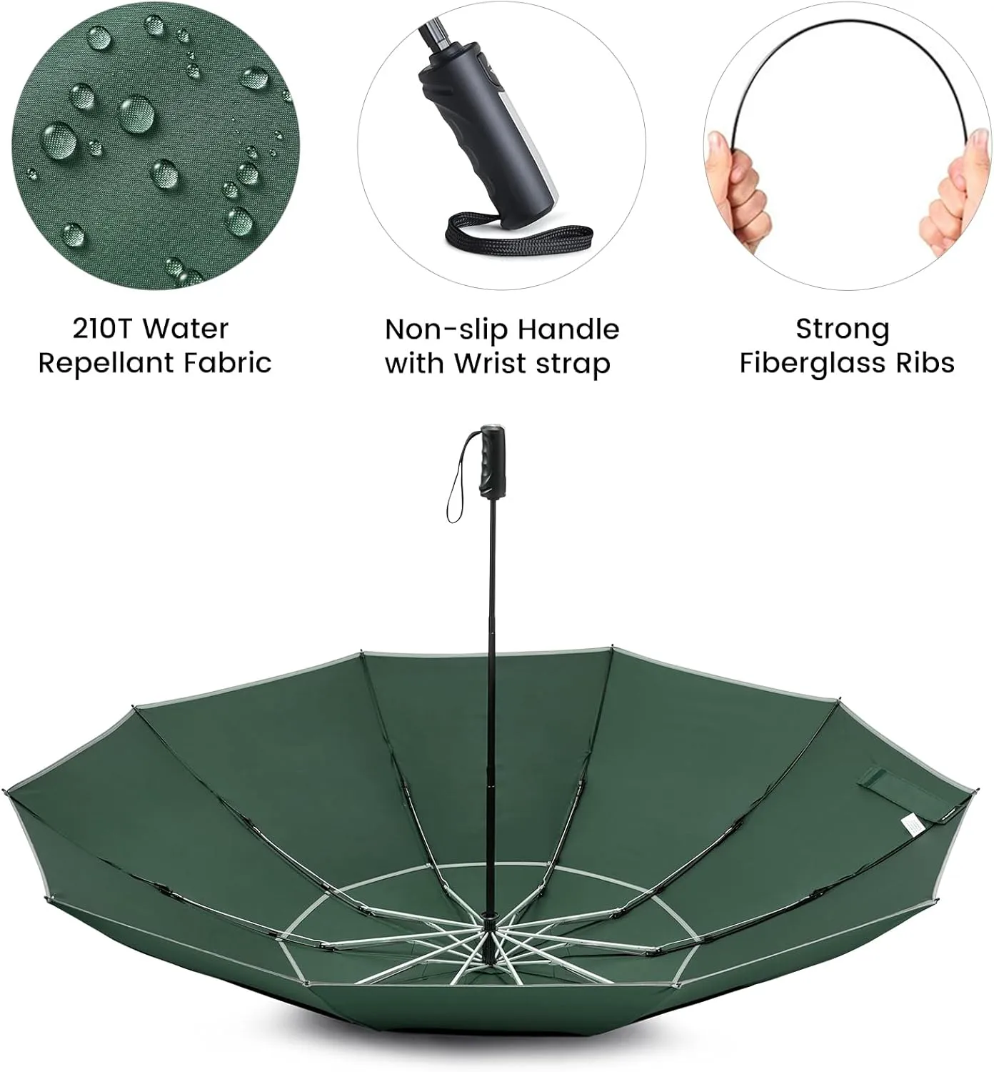 G4Free 54/62 Inch Windproof Inverted Umbrella with Reflective Stripe Large Compact Reverse Golf Umbrella for Rain 10 Ribs Double Canopy Travel Umbrella Automatic Open Close