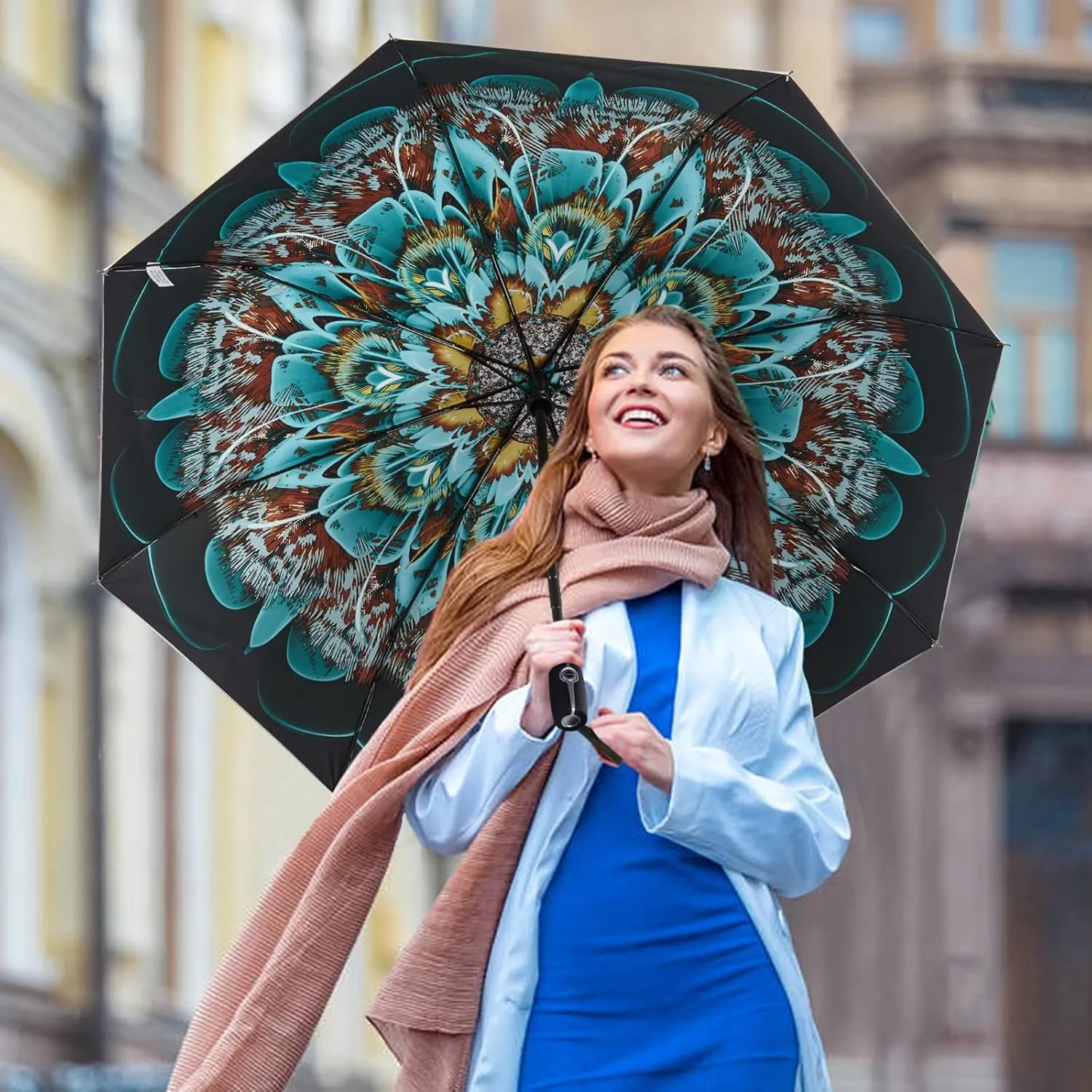 G4Free UPF 50  UV Protection Large Travel Umbrella 42/46 Inch Auto Open Close Windproof Sun Blocking Umbrella