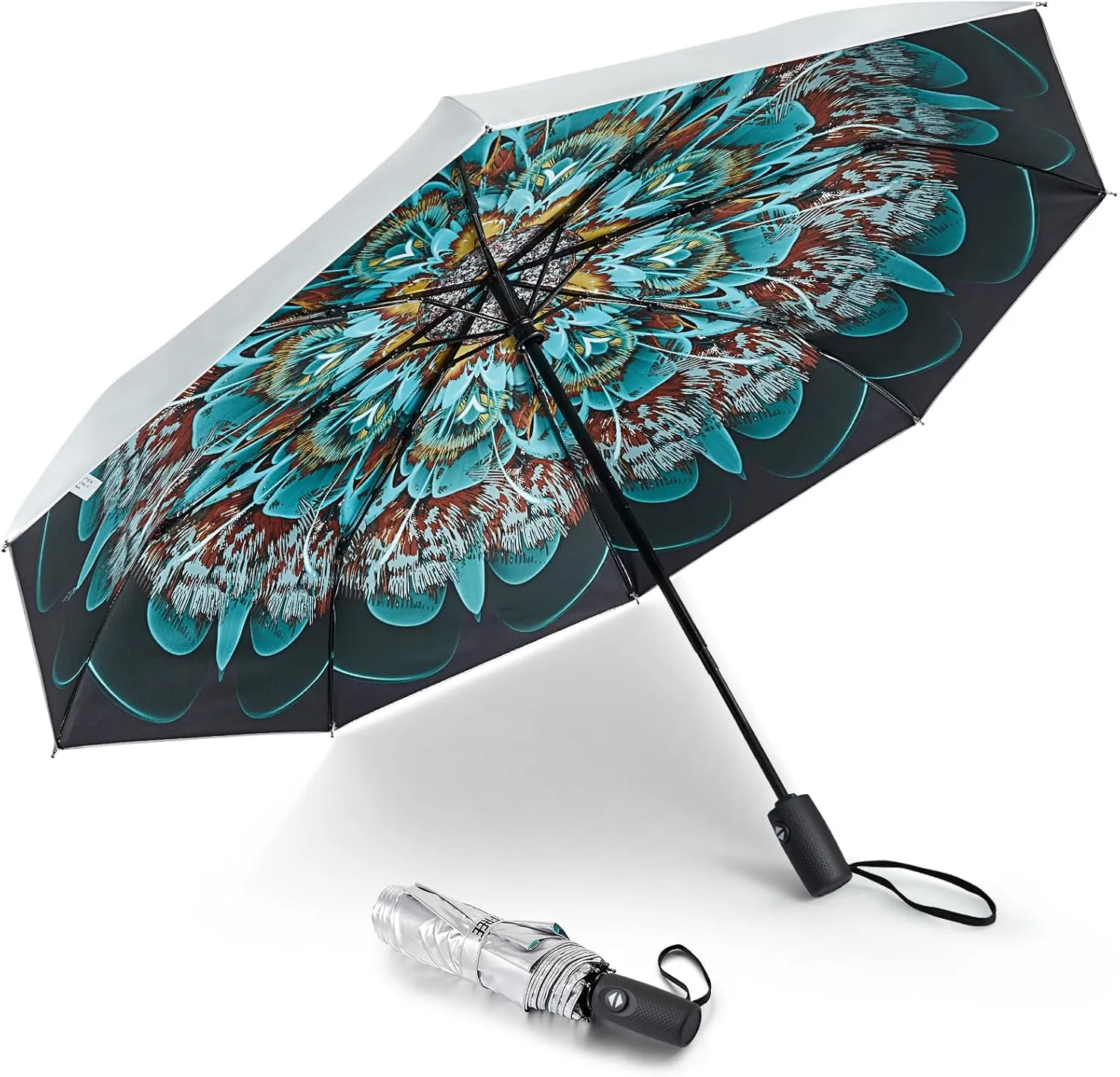 G4Free UPF 50  UV Protection Large Travel Umbrella 42/46 Inch Auto Open Close Windproof Sun Blocking Umbrella