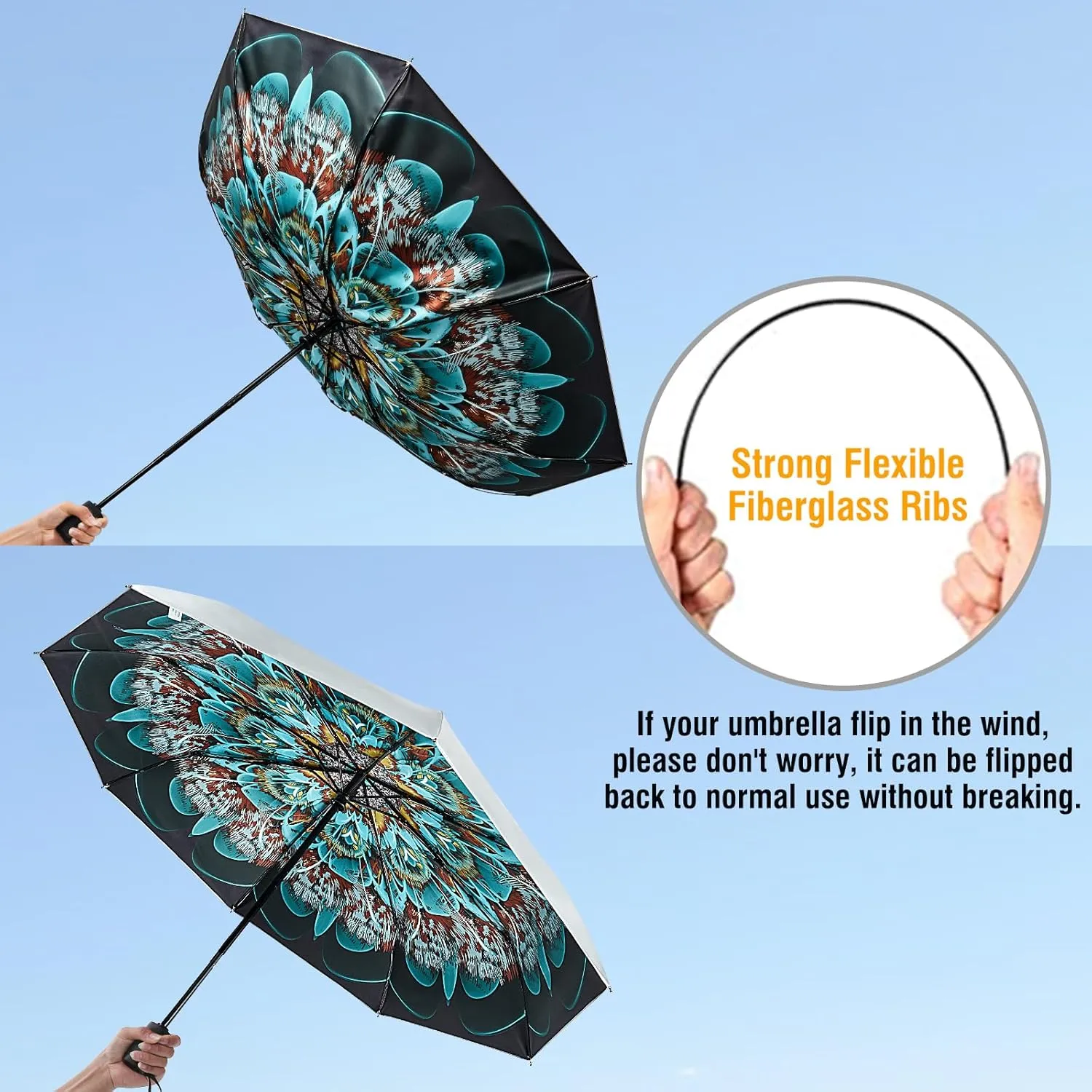 G4Free UPF 50  UV Protection Large Travel Umbrella 42/46 Inch Auto Open Close Windproof Sun Blocking Umbrella