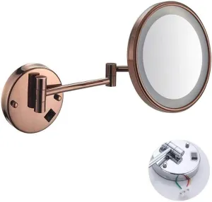 GALSOR Vanity Mirror Makeup Mirror Cosmetic Mirror, Shaving Mirror, Chrome Plated/Wall-Mounted/Single-Sided/Foldable / 3X Magnification/with LED Light