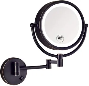 GALSOR Wall-Mounted Make-up Mirror 8 Inch Foldable Bathroom Shaving Mirror,Extendable Light Cosmetic Wall Mirror Double-Sided