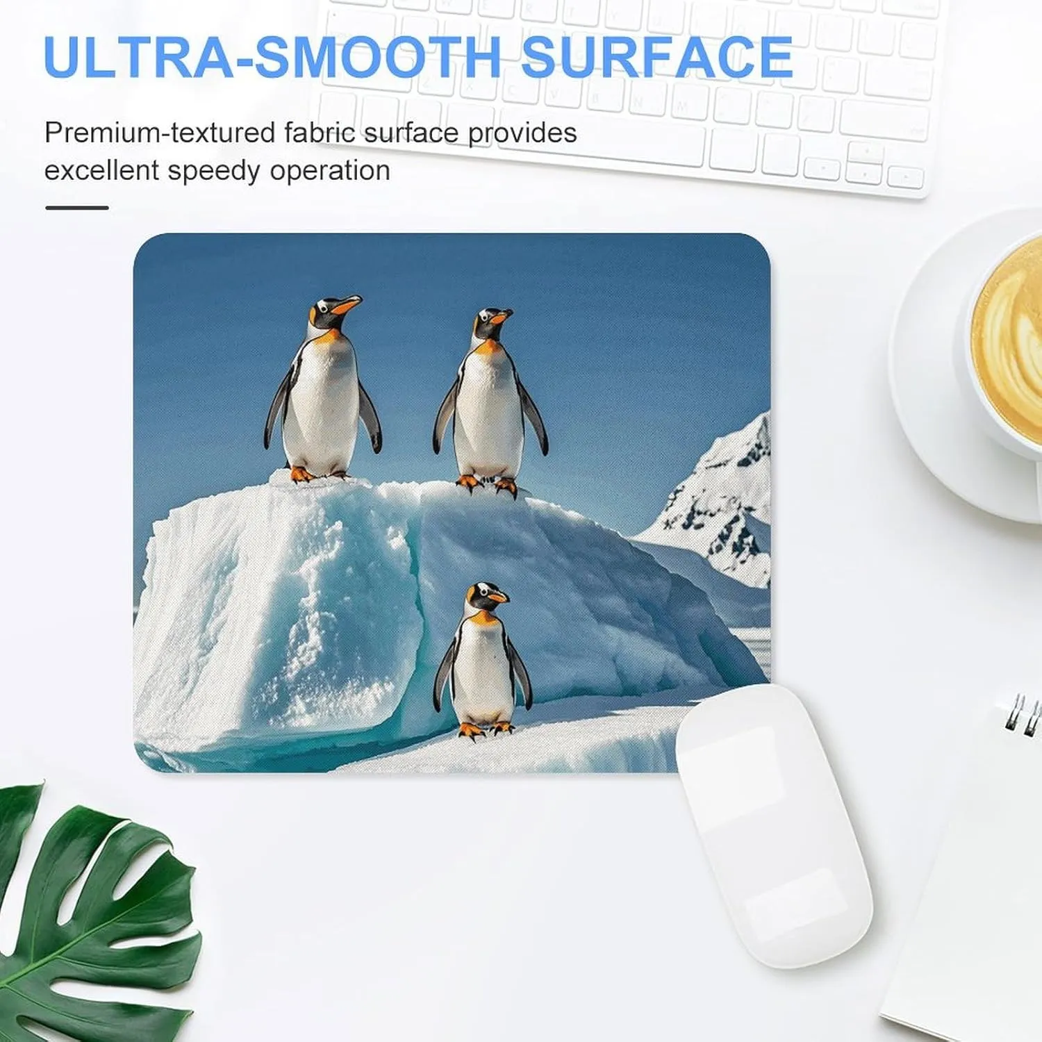 Gaming Mouse Pad Waterproof Mouse Mat with Non-Slip Rubber Base Penguins On The Iceberg Computer Mice Pad Rubber Non-Slip Mousepads Desk Keyboard Pads for Laptop Office Travel 25 * 30cm