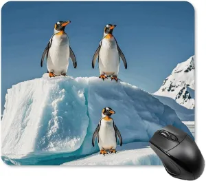 Gaming Mouse Pad Waterproof Mouse Mat with Non-Slip Rubber Base Penguins On The Iceberg Computer Mice Pad Rubber Non-Slip Mousepads Desk Keyboard Pads for Laptop Office Travel 25 * 30cm