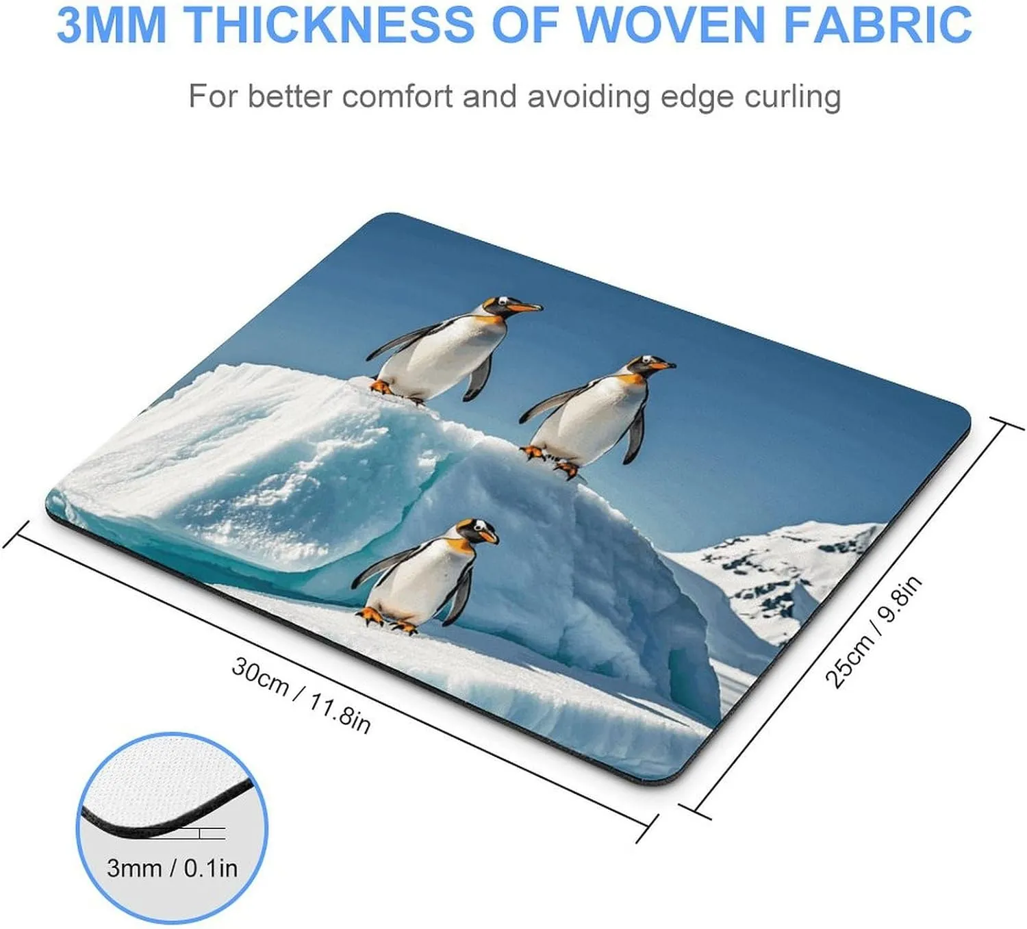Gaming Mouse Pad Waterproof Mouse Mat with Non-Slip Rubber Base Penguins On The Iceberg Computer Mice Pad Rubber Non-Slip Mousepads Desk Keyboard Pads for Laptop Office Travel 25 * 30cm