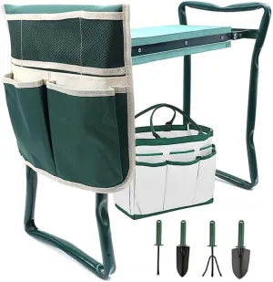 Garden Kneeler Seat Garden Stools Foldable Stool with Tool Bag Pouch EVA Foam Pad Capacity-Protects Your Knees for Gardening(Large-23.6" x 10.6" x 19.3") Tool kit（wh000005）