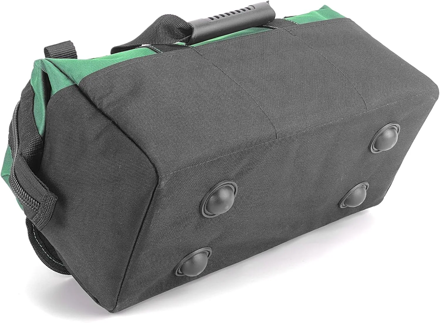 Garden Tools Bag 16inch Wide Mouth Tool Bag with Molded Base and Plastic-Padded, Inside Pockets for Tool Storage,600D polyester fabric (Green color)