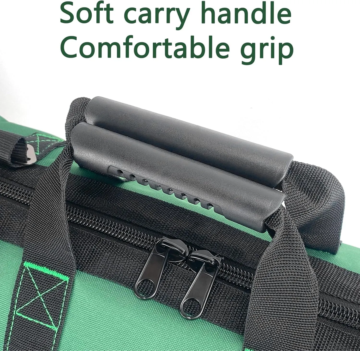 Garden Tools Bag 16inch Wide Mouth Tool Bag with Molded Base and Plastic-Padded, Inside Pockets for Tool Storage,600D polyester fabric (Green color)