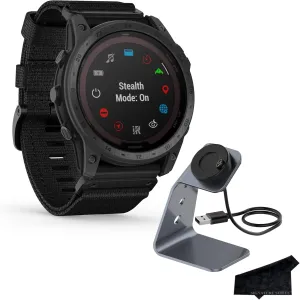 Garmin tactix 7 Pro Edition Rugged Premium Tactical GPS Touchscreen Smartwatch, Black/Nylon Band | Solar Charging, Military Standard, Up to 28 Day Battery Life with Signature Series Charging Bundle