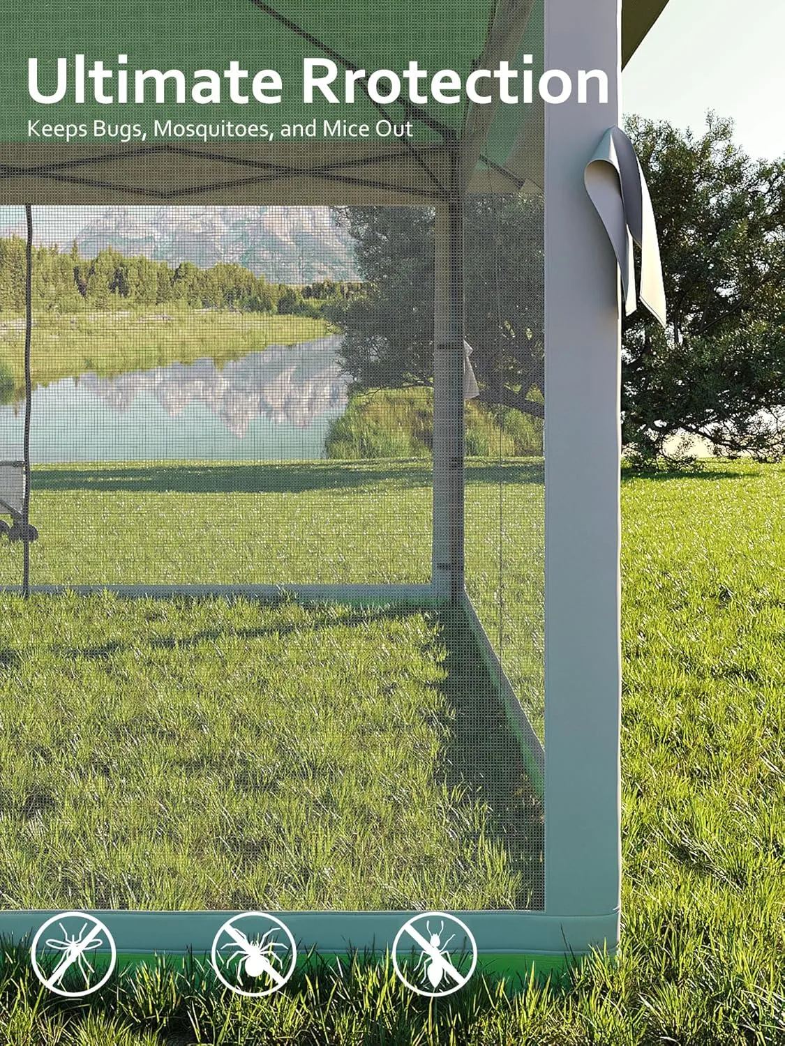 Garvee 13x13FT Pop Up Gazebo, Canopy Tent with Mosquito Netting,Outdoor Gazebos for Backyard & Patio Furniture - Pop Up Tent with Wheeled STO-N-Go Cover Bag (Olive Green Hemp Grey)