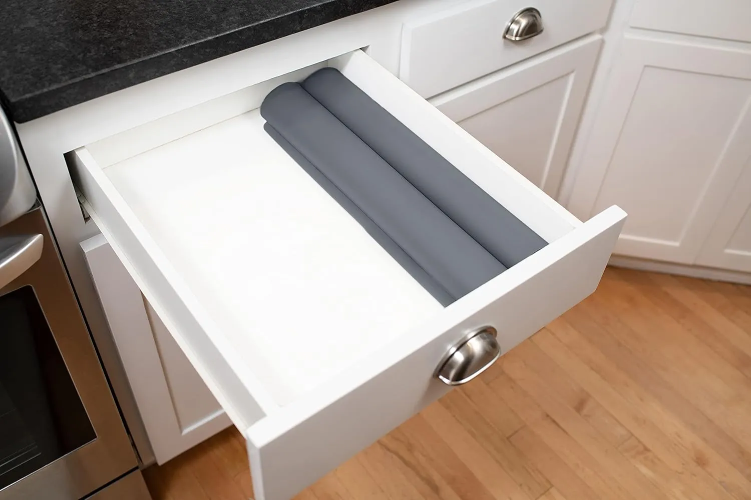 GASARÉ, Set of 2, Extra Large, Thick, Silicone Mats for Kitchen Counter, Heat Resistant Mats, Countertop Protector, Non-Slip, Easy to Clean, 25 x 17 Inches x 1.4mm, Gray
