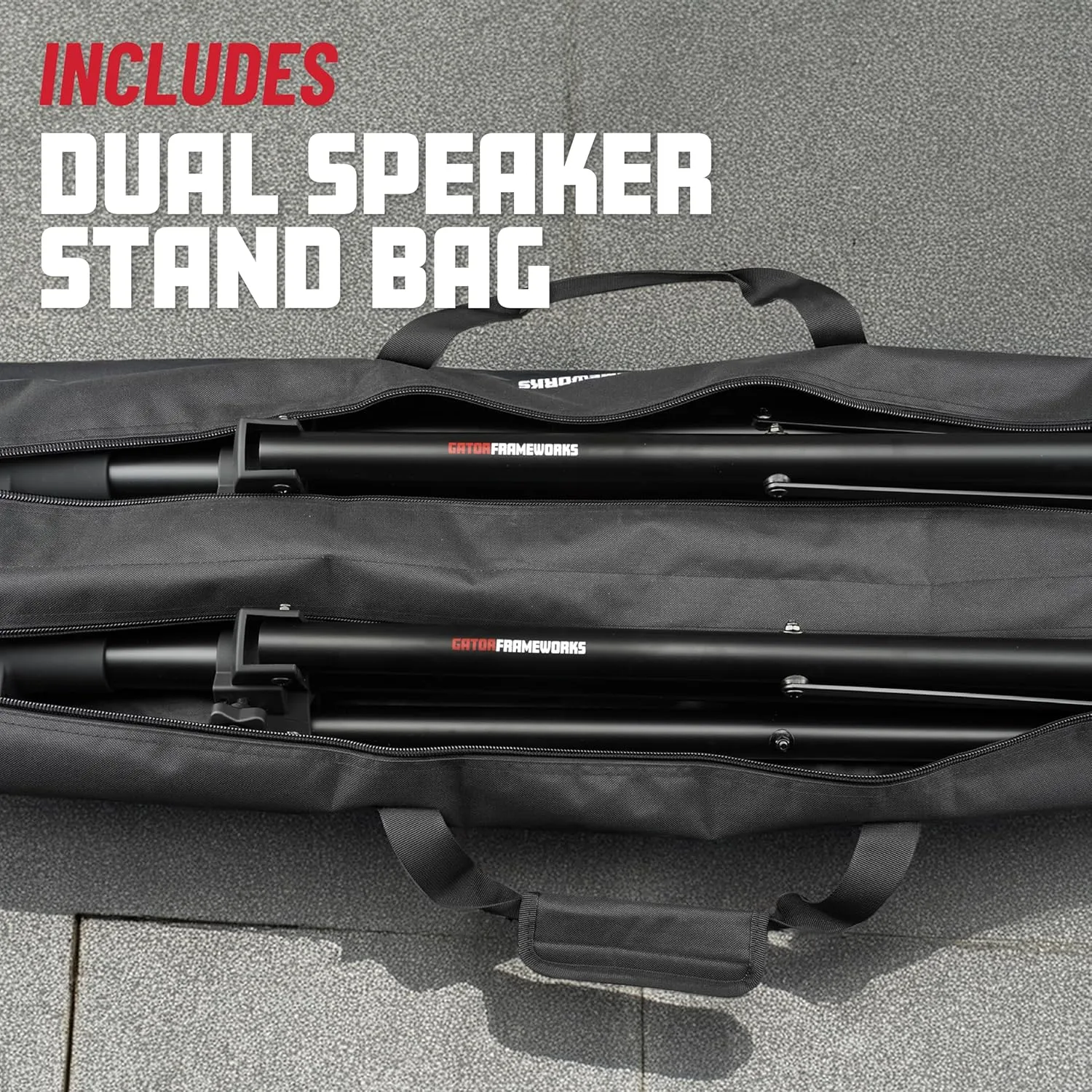 Gator Frameworks Standard Speaker Stand Set, Includes (2) Speaker Stands and Nylon Carry Bag, (GFW-SPK-2000SET)