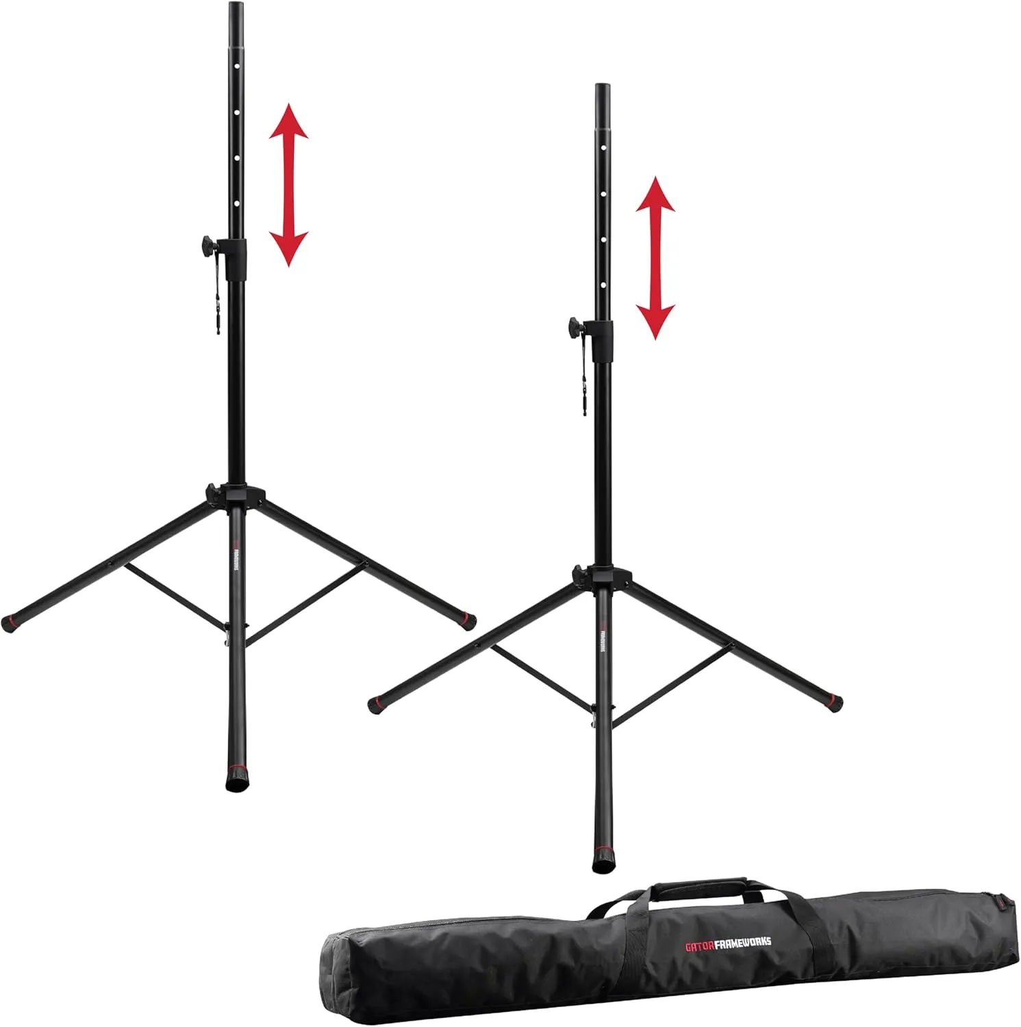 Gator Frameworks Standard Speaker Stand Set, Includes (2) Speaker Stands and Nylon Carry Bag, (GFW-SPK-2000SET)