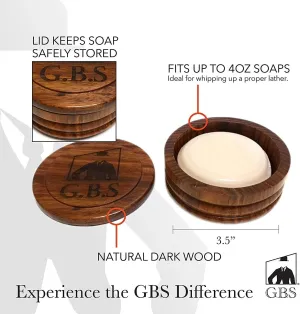 G.B.S Shaving Kit Box Includes- Carbon Steel Razor, 21" Leather Strop, Wooden Soap bowl with Vegan shaving Brush   Stand, Natural Glycerin Shave Soap, Aftershave Gel, and Alum Block