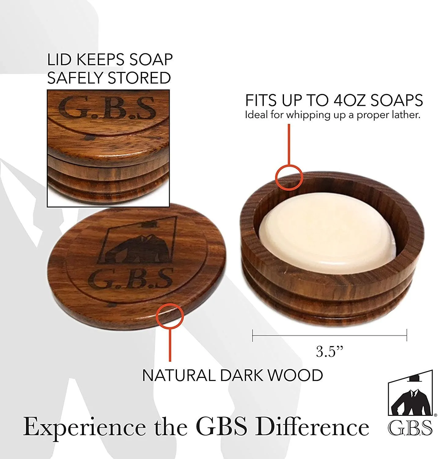 G.B.S Shaving Kit Box Includes- Carbon Steel Razor, 21" Leather Strop, Wooden Soap bowl with Vegan shaving Brush   Stand, Natural Glycerin Shave Soap, Aftershave Gel, and Alum Block