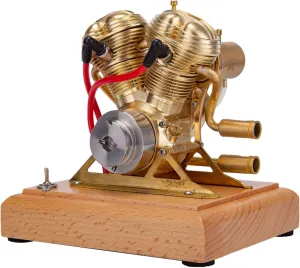 Generic Engine Model Kit, 4.3CC 4 Stroke Engine Motor Model Mini OHV Engine Kit, V-Twin Double-Cylinder Model Engine Kit for Motorcycle, Physics Experiment Toys RTR Version, Type 2