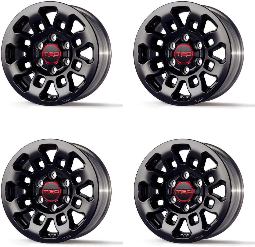 Genuine Toyota Tacoma TRD Pro 16-In. Alloy Wheel - Gloss Black w/Center Cap (Fits: 2005 & Newer Tacoma / 2007-2014 FJ Cruiser / 1999 & Newer 4Runner) (4)
