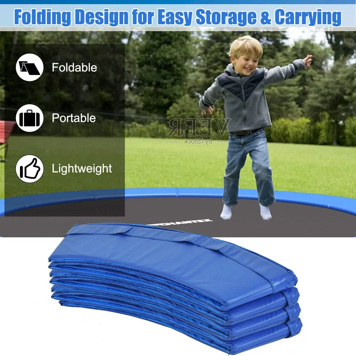 Giantex Trampoline Pad, 8ft 10ft 12ft 14ft 15ft 16ft Trampoline Replacement Safety Pad, No Holes for Pole, Waterproof Trampoline Accessories Spring Cover