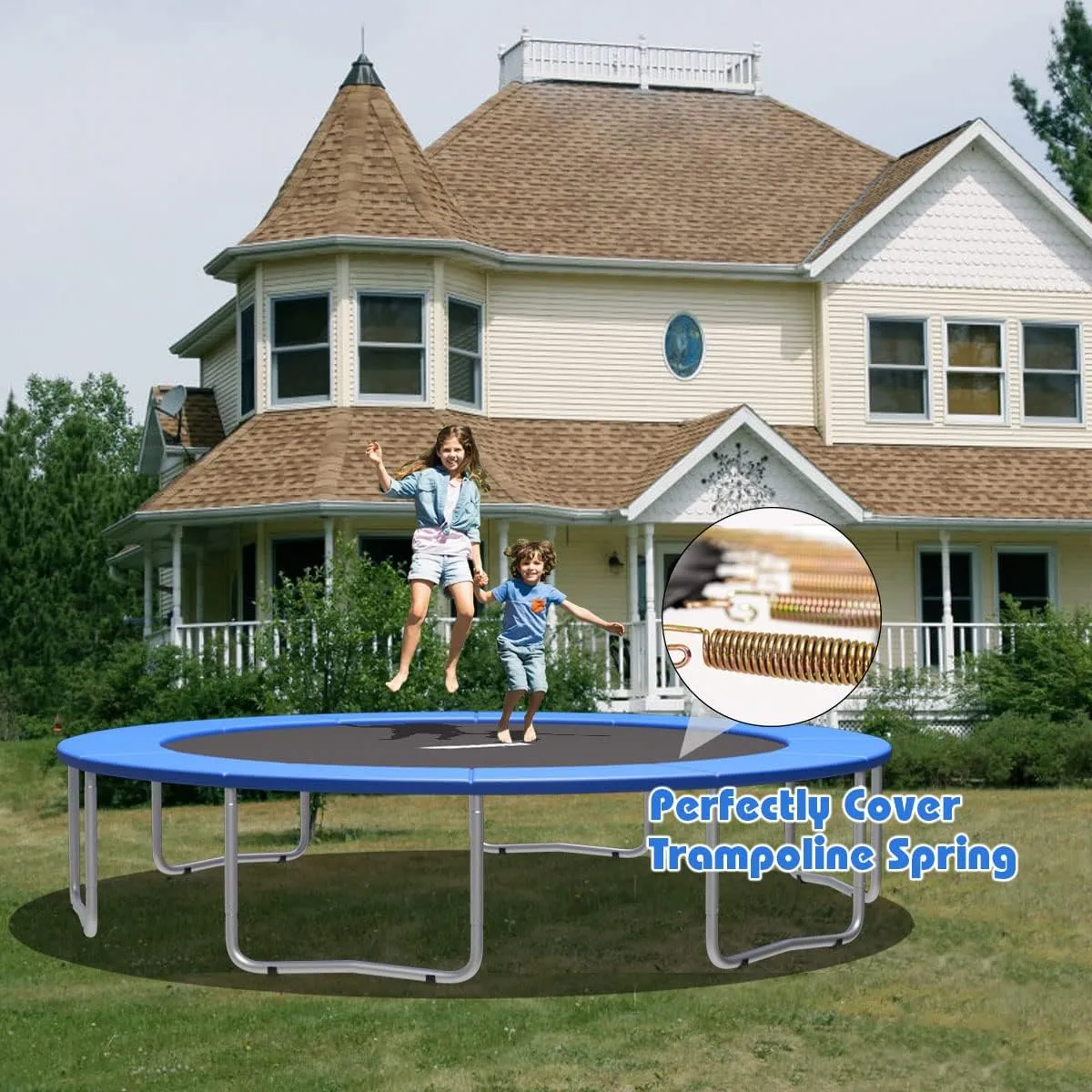 Giantex Trampoline Pad, 8ft 10ft 12ft 14ft 15ft 16ft Trampoline Replacement Safety Pad, No Holes for Pole, Waterproof Trampoline Accessories Spring Cover